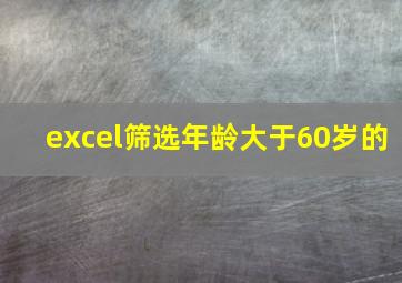 excel筛选年龄大于60岁的