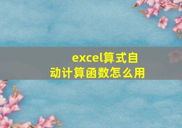 excel算式自动计算函数怎么用