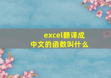 excel翻译成中文的函数叫什么