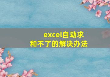 excel自动求和不了的解决办法