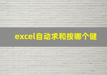 excel自动求和按哪个键