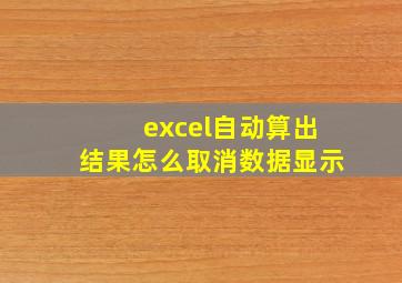 excel自动算出结果怎么取消数据显示