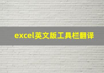 excel英文版工具栏翻译