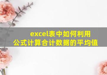 excel表中如何利用公式计算合计数据的平均值