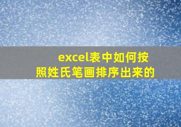 excel表中如何按照姓氏笔画排序出来的