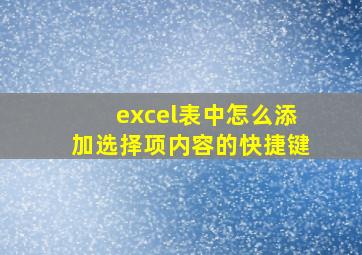 excel表中怎么添加选择项内容的快捷键