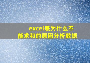 excel表为什么不能求和的原因分析数据