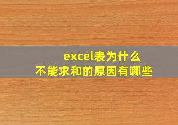 excel表为什么不能求和的原因有哪些