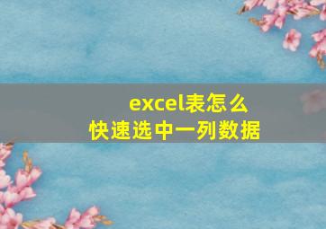 excel表怎么快速选中一列数据