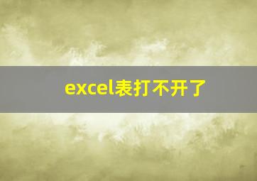 excel表打不开了