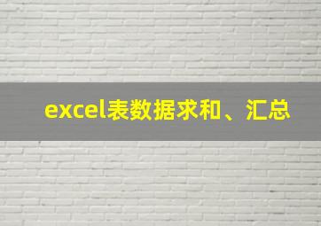 excel表数据求和、汇总