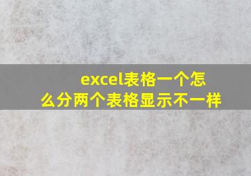 excel表格一个怎么分两个表格显示不一样