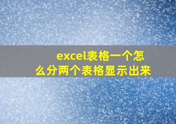 excel表格一个怎么分两个表格显示出来