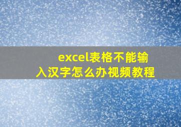 excel表格不能输入汉字怎么办视频教程