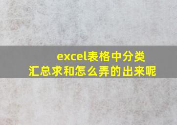 excel表格中分类汇总求和怎么弄的出来呢