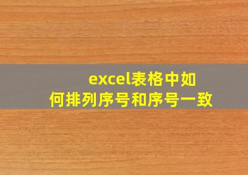 excel表格中如何排列序号和序号一致