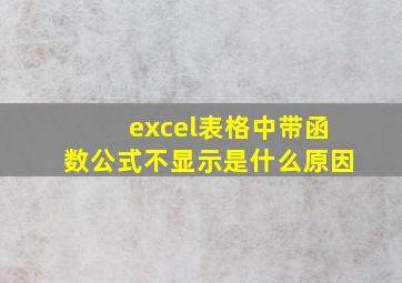 excel表格中带函数公式不显示是什么原因