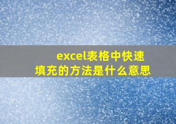 excel表格中快速填充的方法是什么意思