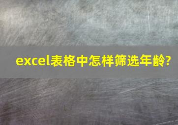 excel表格中怎样筛选年龄?