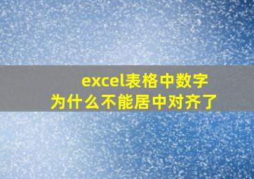 excel表格中数字为什么不能居中对齐了