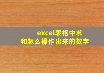 excel表格中求和怎么操作出来的数字