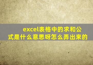 excel表格中的求和公式是什么意思呀怎么弄出来的