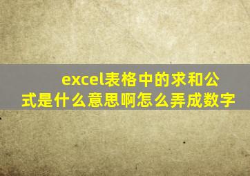 excel表格中的求和公式是什么意思啊怎么弄成数字