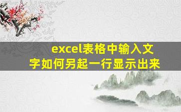 excel表格中输入文字如何另起一行显示出来