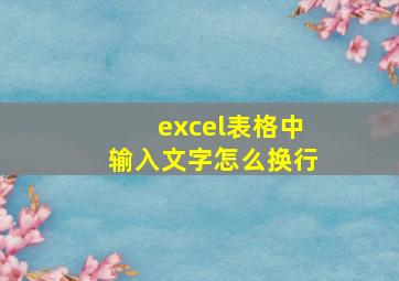 excel表格中输入文字怎么换行