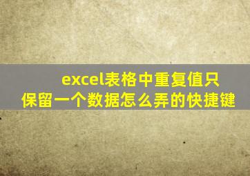 excel表格中重复值只保留一个数据怎么弄的快捷键