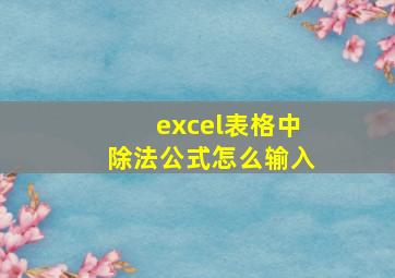 excel表格中除法公式怎么输入