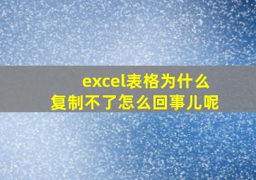 excel表格为什么复制不了怎么回事儿呢