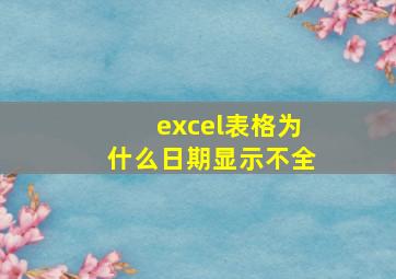 excel表格为什么日期显示不全