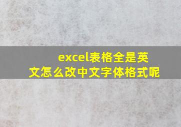 excel表格全是英文怎么改中文字体格式呢