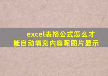 excel表格公式怎么才能自动填充内容呢图片显示