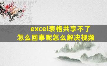 excel表格共享不了怎么回事呢怎么解决视频