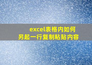 excel表格内如何另起一行复制粘贴内容