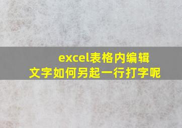 excel表格内编辑文字如何另起一行打字呢