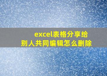 excel表格分享给别人共同编辑怎么删除