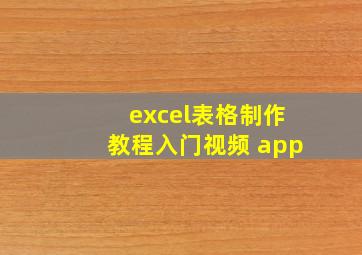 excel表格制作教程入门视频 app