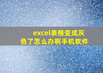 excel表格变成灰色了怎么办啊手机软件