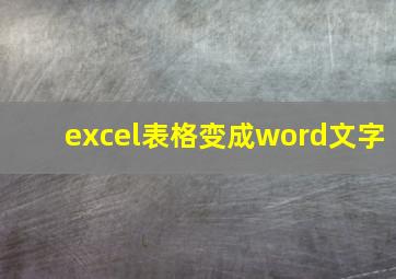 excel表格变成word文字