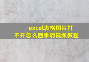 excel表格图片打不开怎么回事呢视频教程