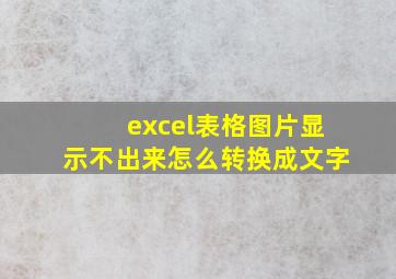 excel表格图片显示不出来怎么转换成文字