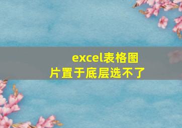 excel表格图片置于底层选不了