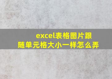 excel表格图片跟随单元格大小一样怎么弄