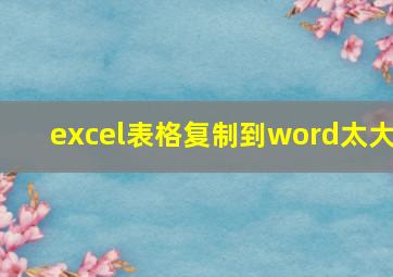 excel表格复制到word太大