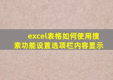 excel表格如何使用搜索功能设置选项栏内容显示