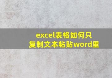 excel表格如何只复制文本粘贴word里