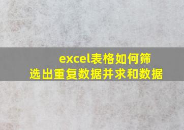 excel表格如何筛选出重复数据并求和数据